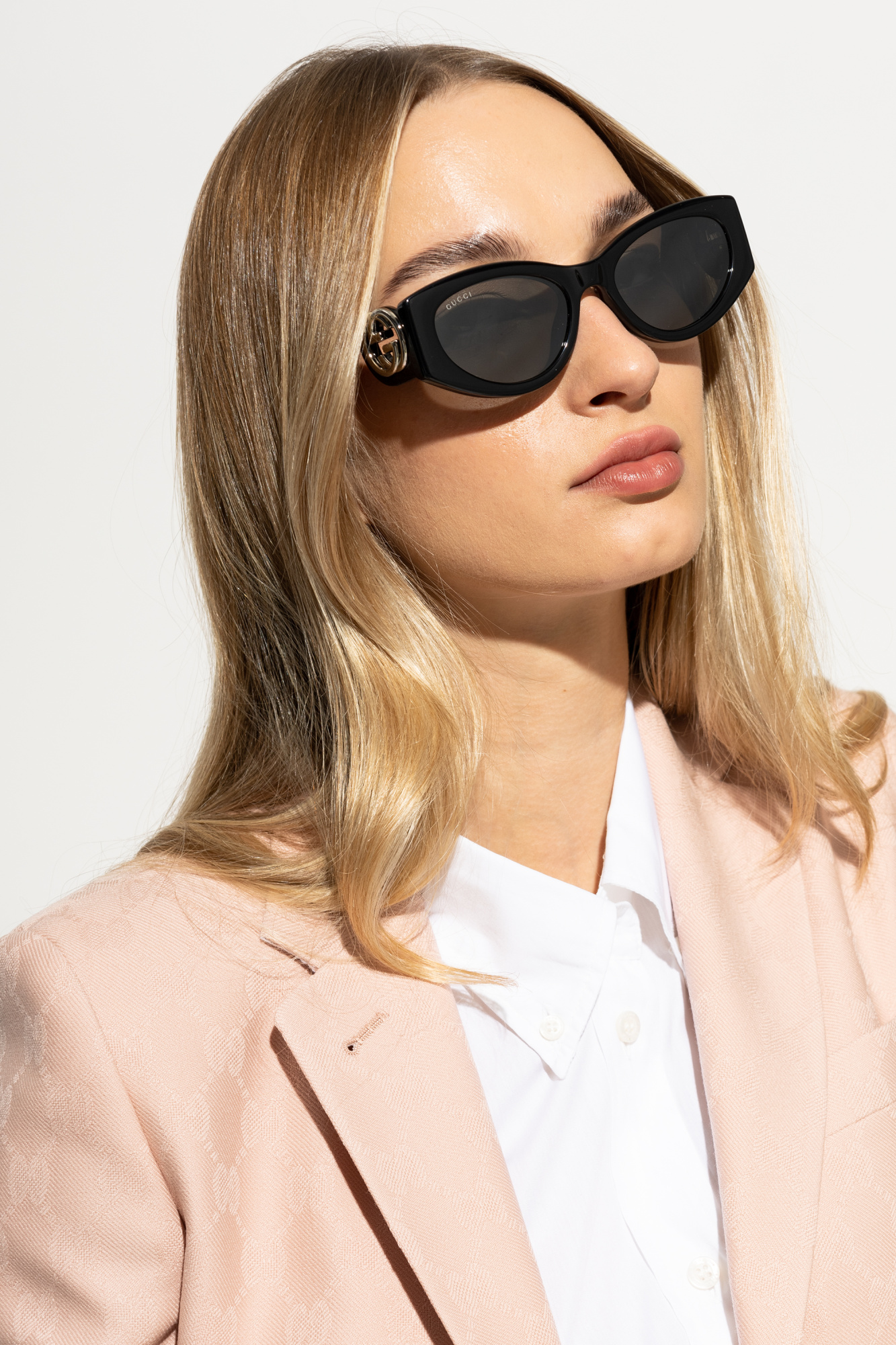 GUCCI EYEWEAR Rectangle-frame silver-tone sunglasses | NET-A